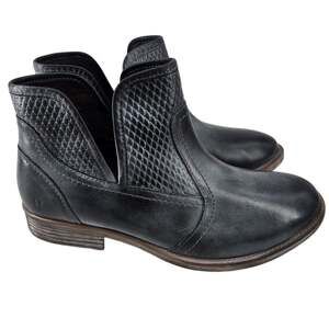 Roan By Bed Stu Gossip Charcoal Gray Bootie Leather Weave Ankle Boot Sz 9.5